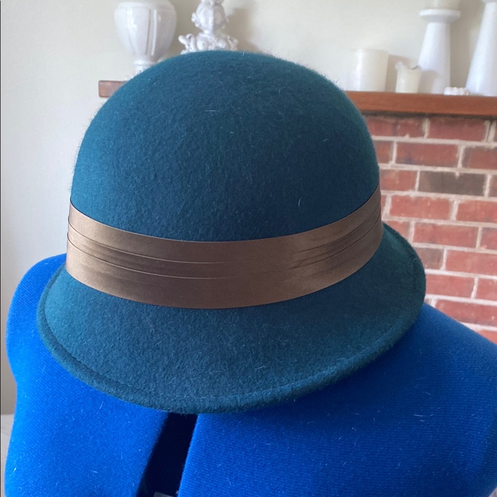 Goorin Bros Teal Cloche Hat with Feather Accent - Picture 3 of 8